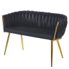 ELEGANCKA SOFA DO SALONU LUB GABINETU ROSE CZARNY VELVET ZŁOTE METALOWE NOGI - PÓŁPROFIL